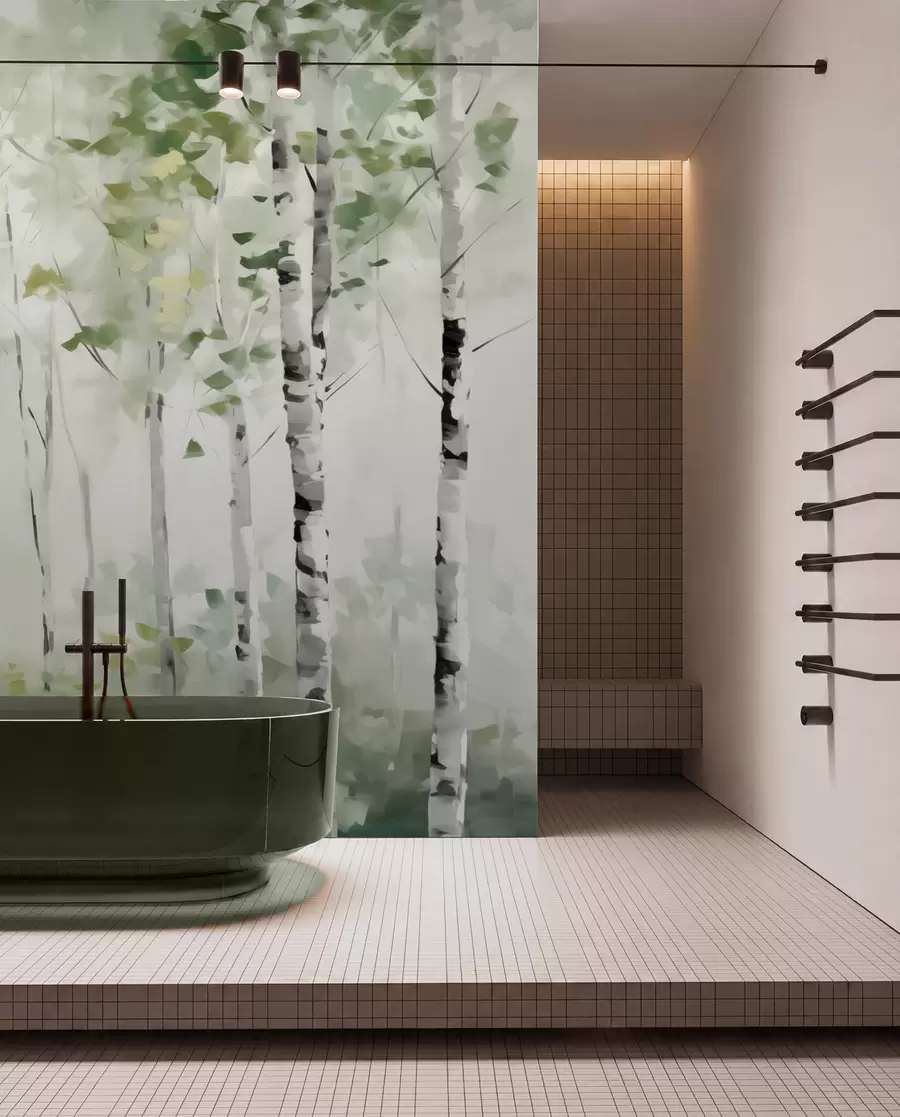 murales de pared Pintura imitación bosque caducifolio w04234