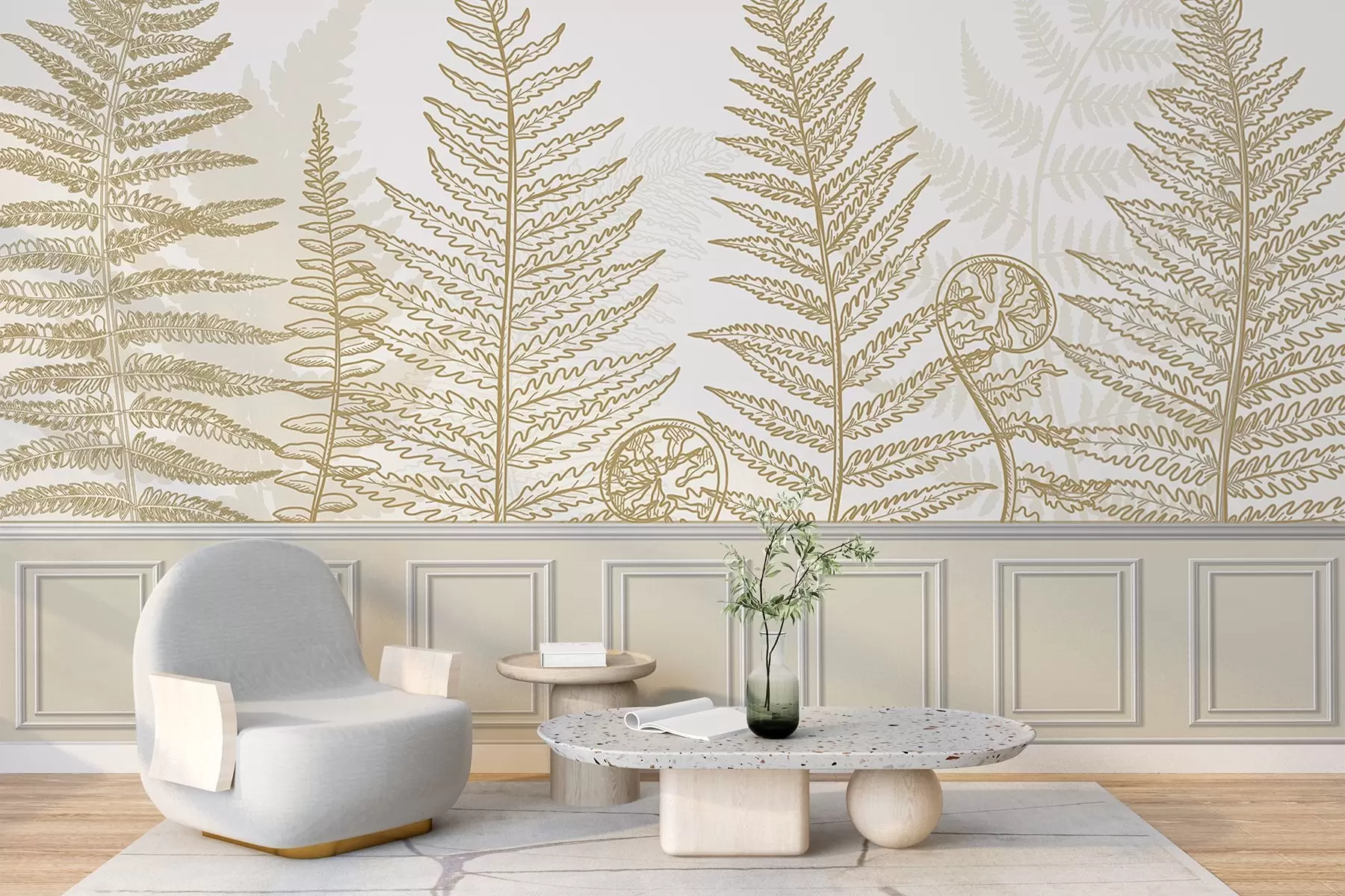 murales de pared hojas, plantas, helecho, luz, botánico, gráfico w04239