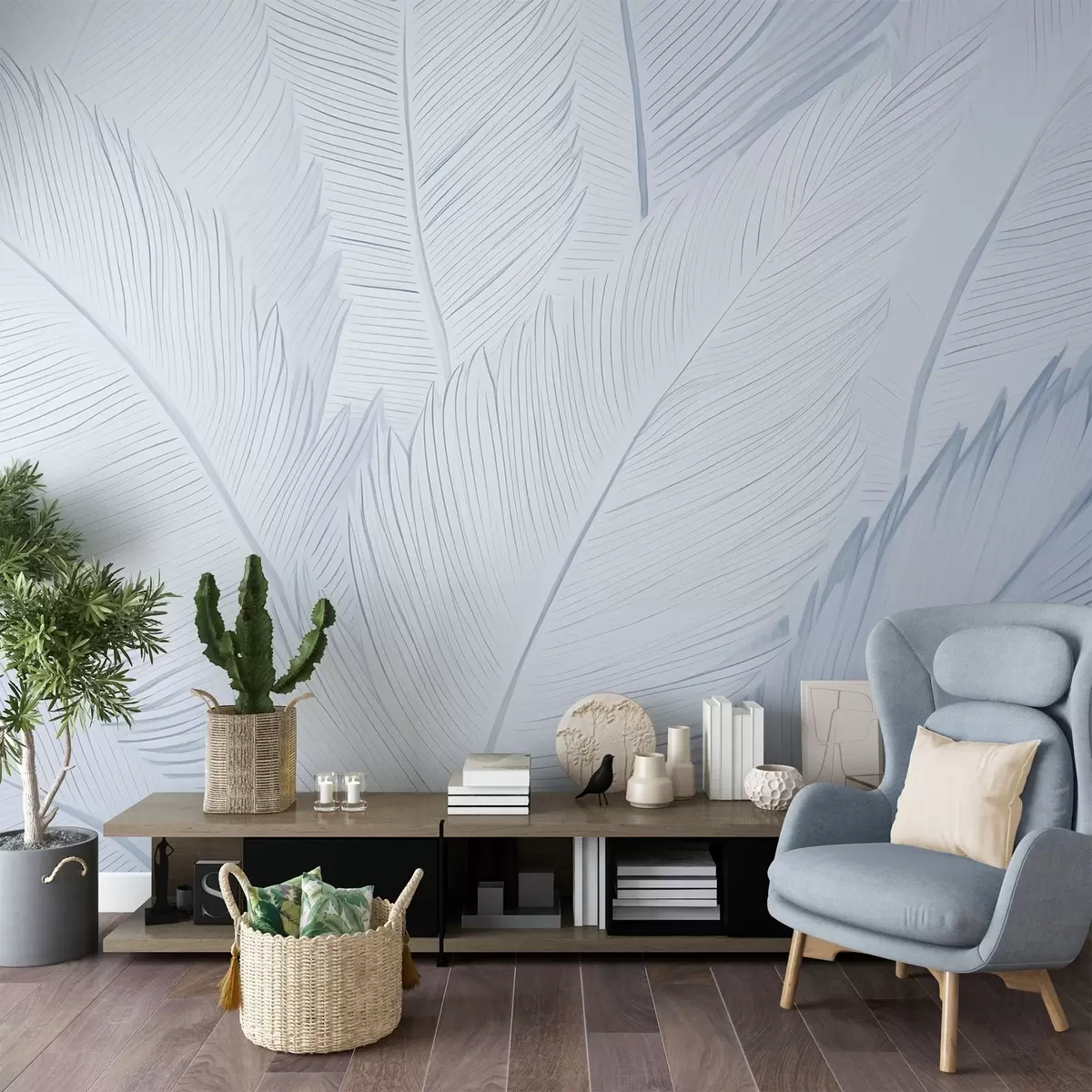 murales de pared Plumas esponjosas w04289v2