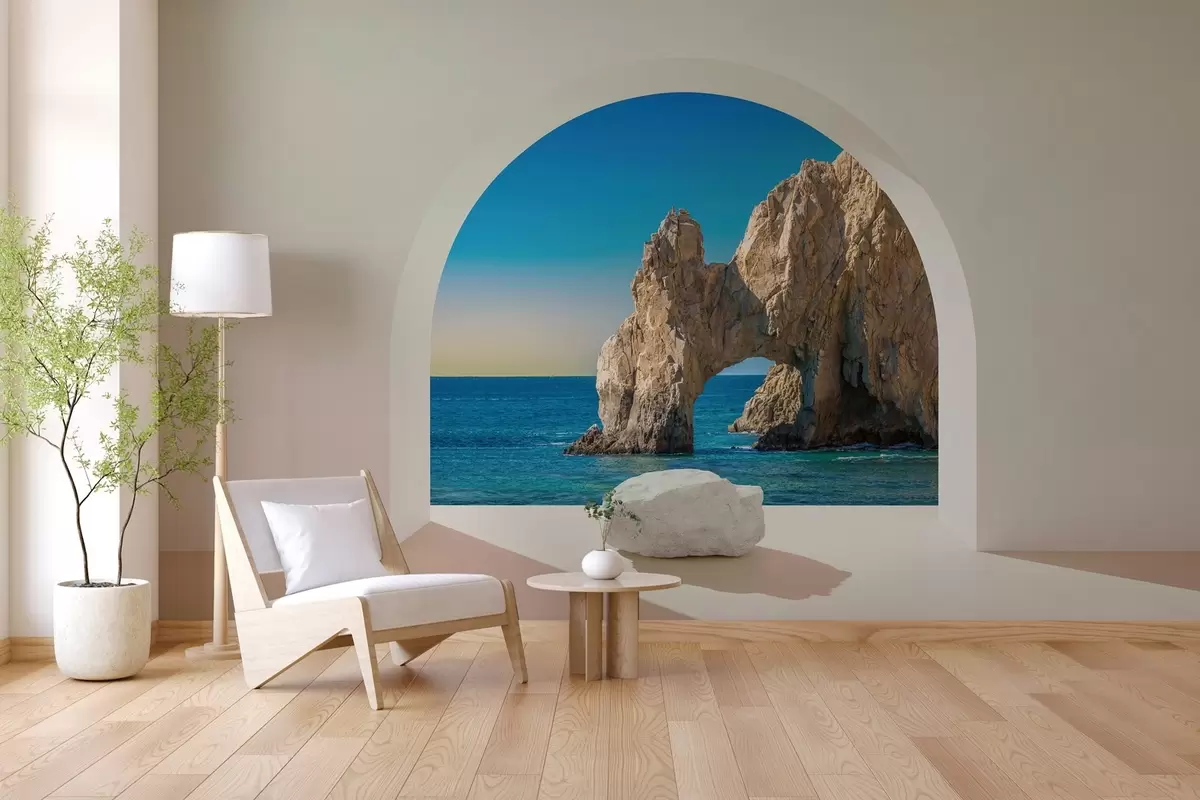 murales de pared vista del mar y la roca a través del arco w04286