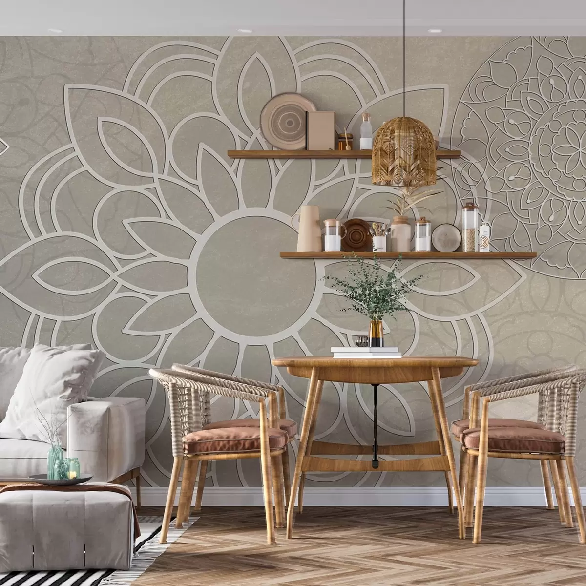 murales de pared Bonitos motivos en beige claro w09183