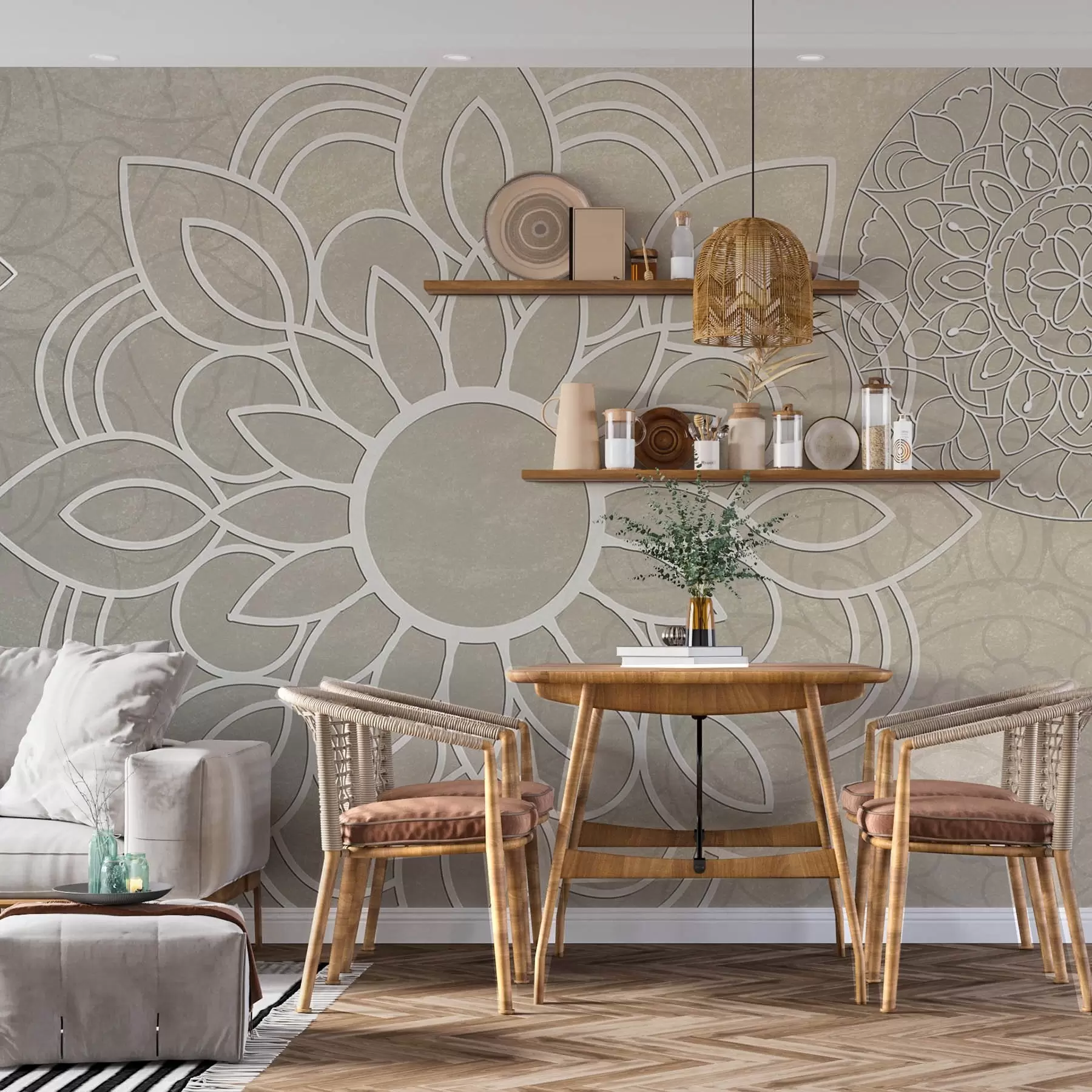 murales de pared Bonitos motivos en beige claro w09183