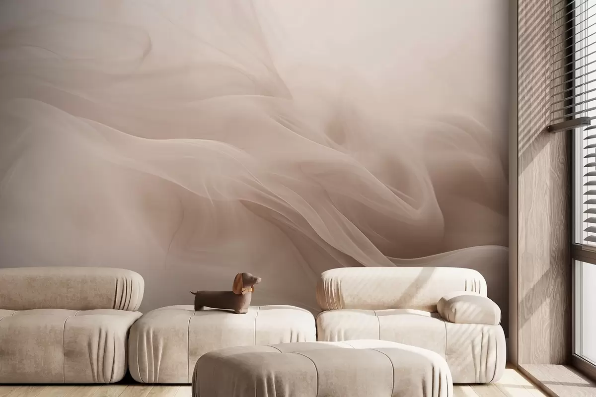 murales de pared Suaves ondas ahumadas beige de estilo abstracto w09273v1