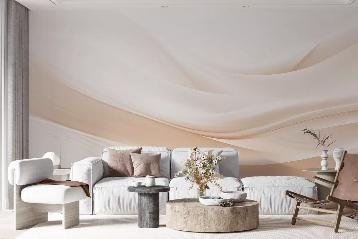 murales de pared Suaves ondas al aire en tonos pastel w09279