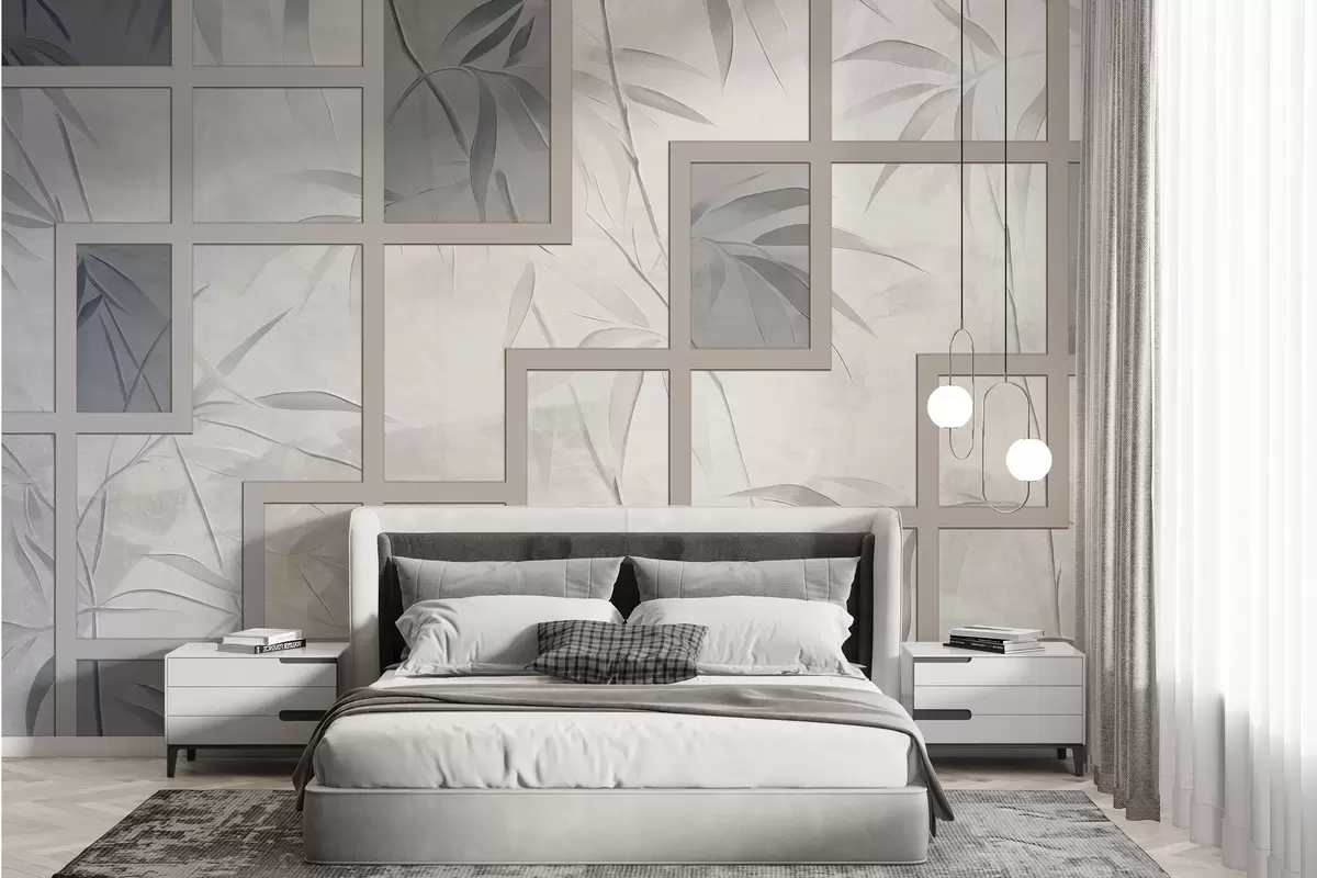 murales de pared Bambú y geometría w04319