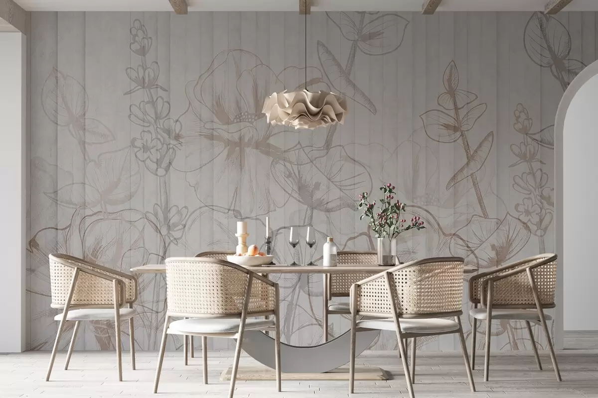 murales de pared Siluetas de plantas sobre fondo de hormigón w04327
