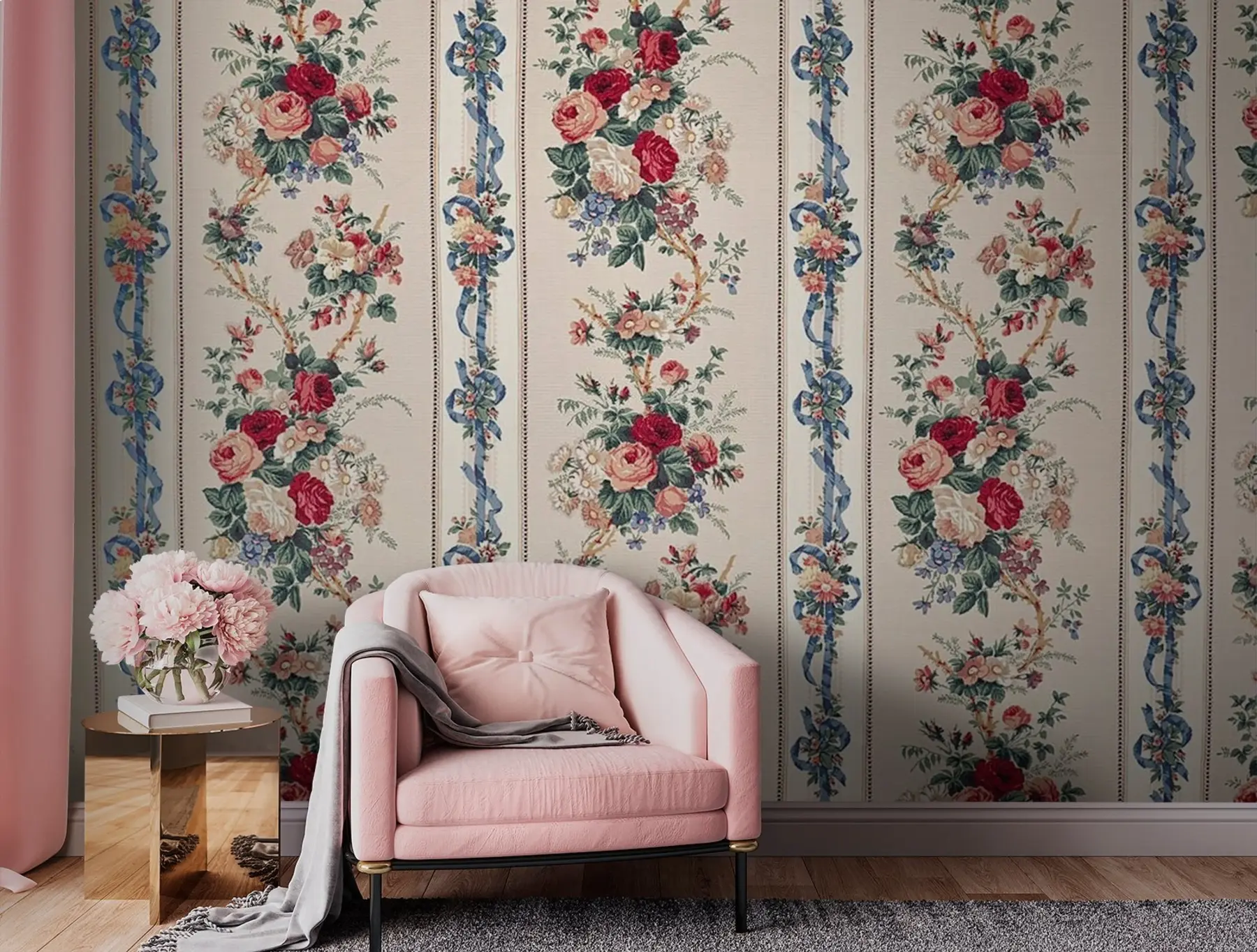 murales de pared Fondo de pantalla a rayas victoriana u71670