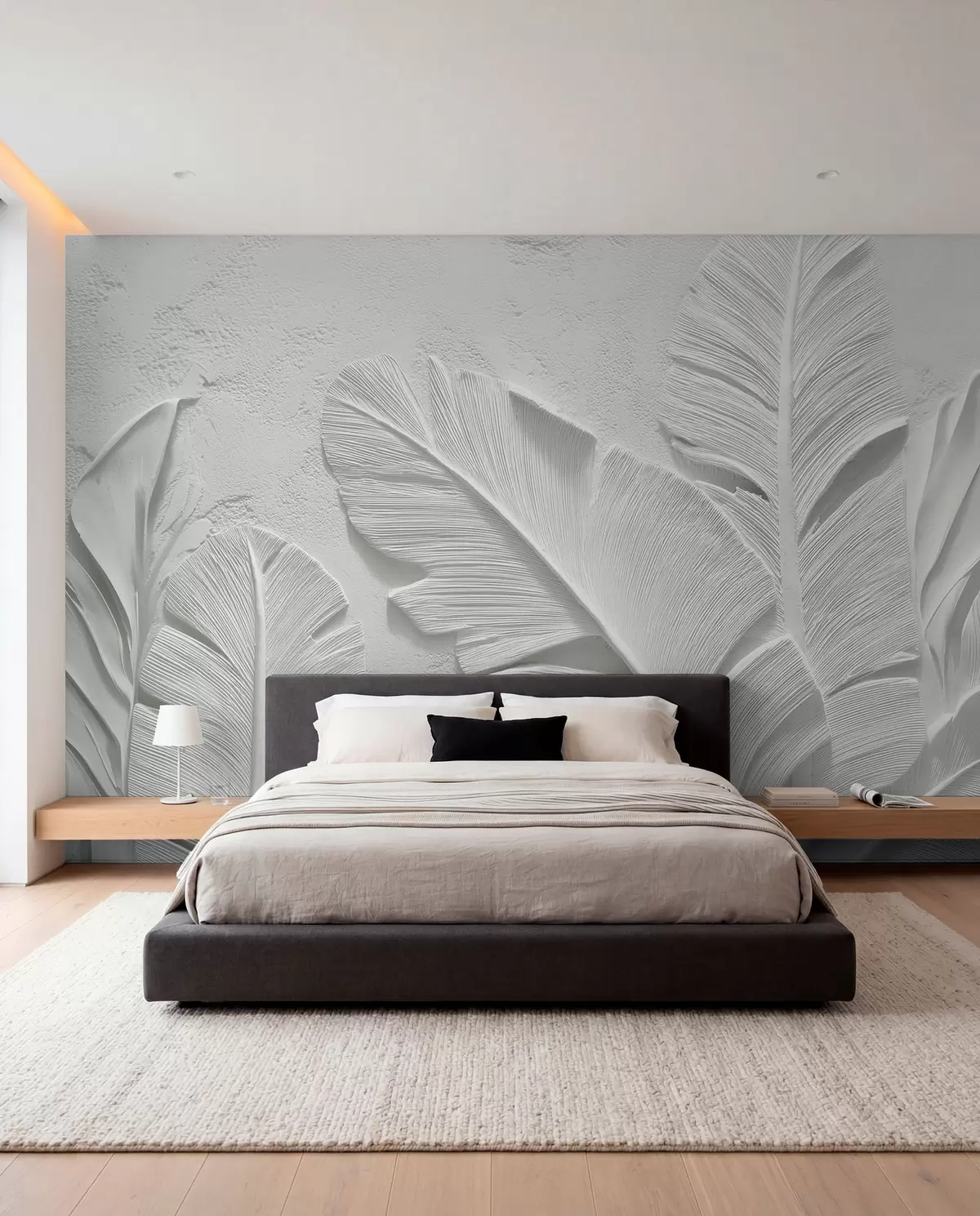 murales de pared Nervaduras de hojas en blanco w09307