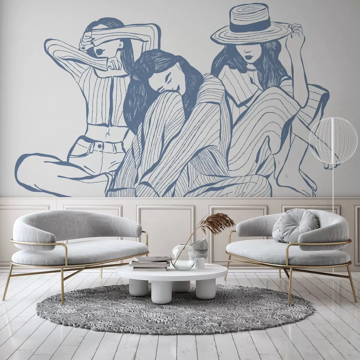 murales de pared Chicas tonos azules w04384v1