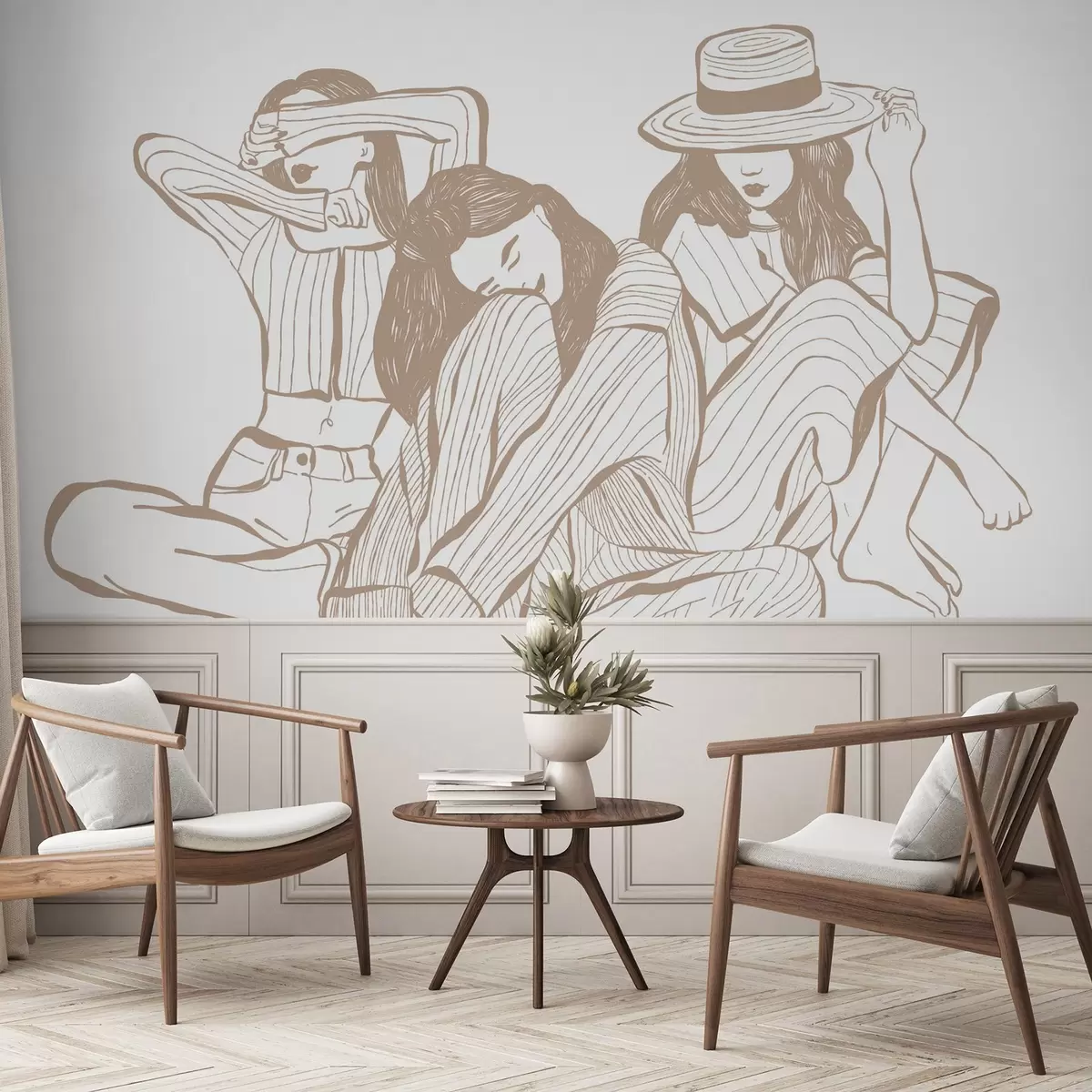 murales de pared Chicas tonos beige w04384v2
