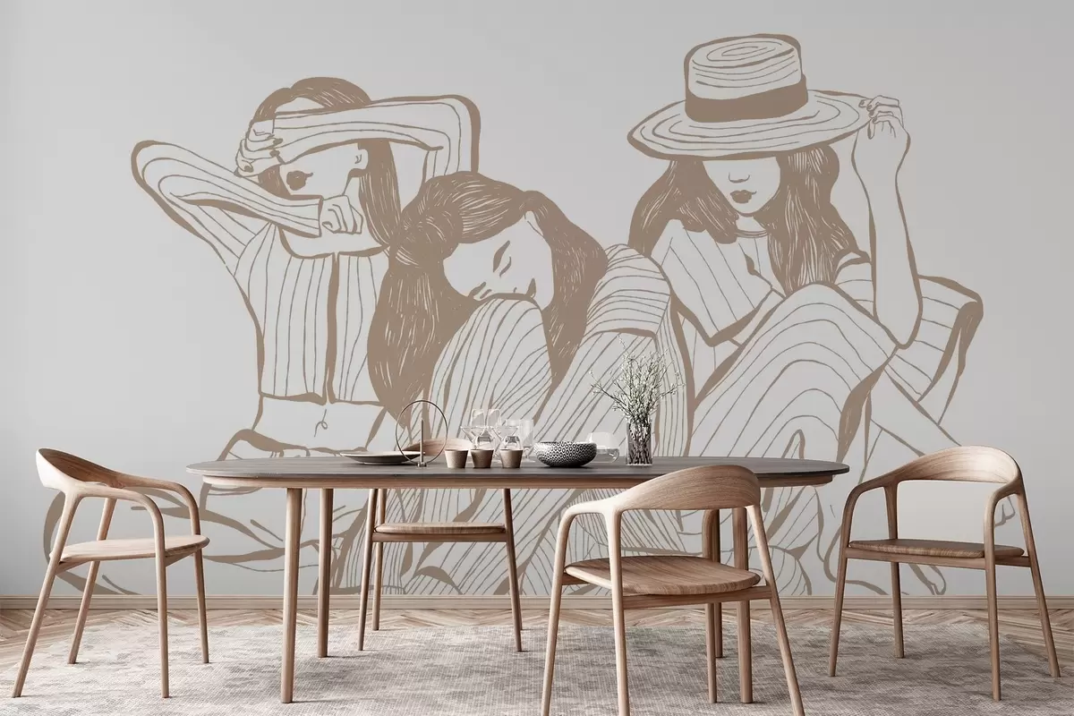 murales de pared Chicas tonos beige w04384v2