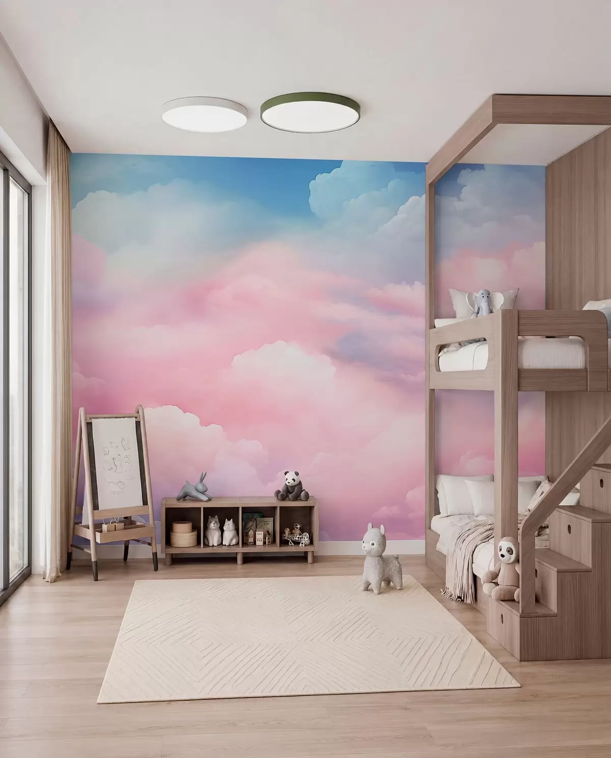 murales de pared Nubes rosa caramelo w04387