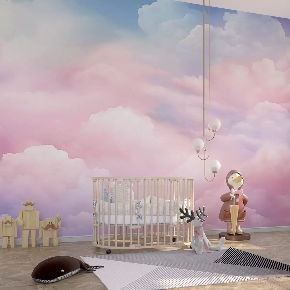 murales de pared Nubes rosa caramelo w04387