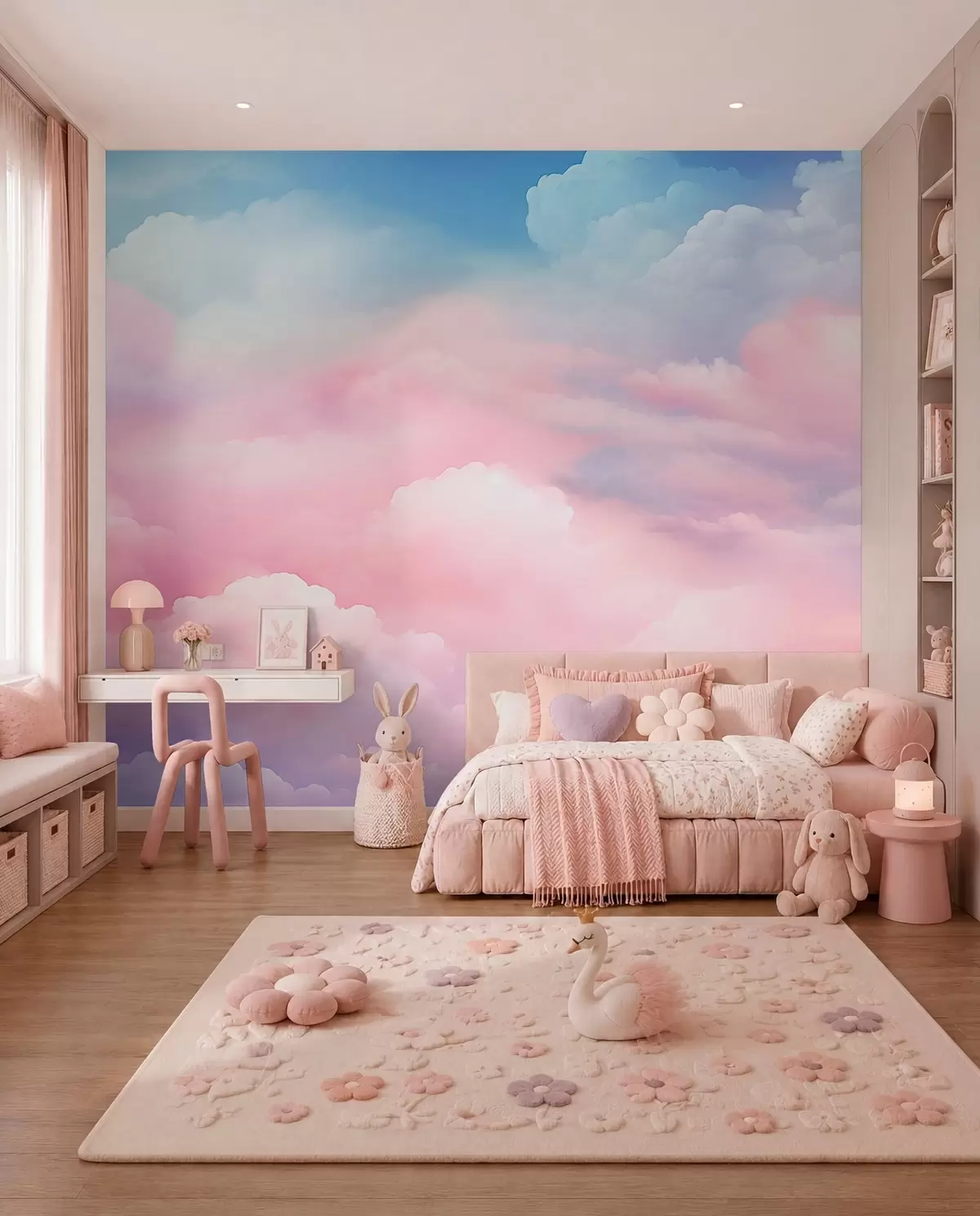murales de pared Nubes rosa caramelo w04387