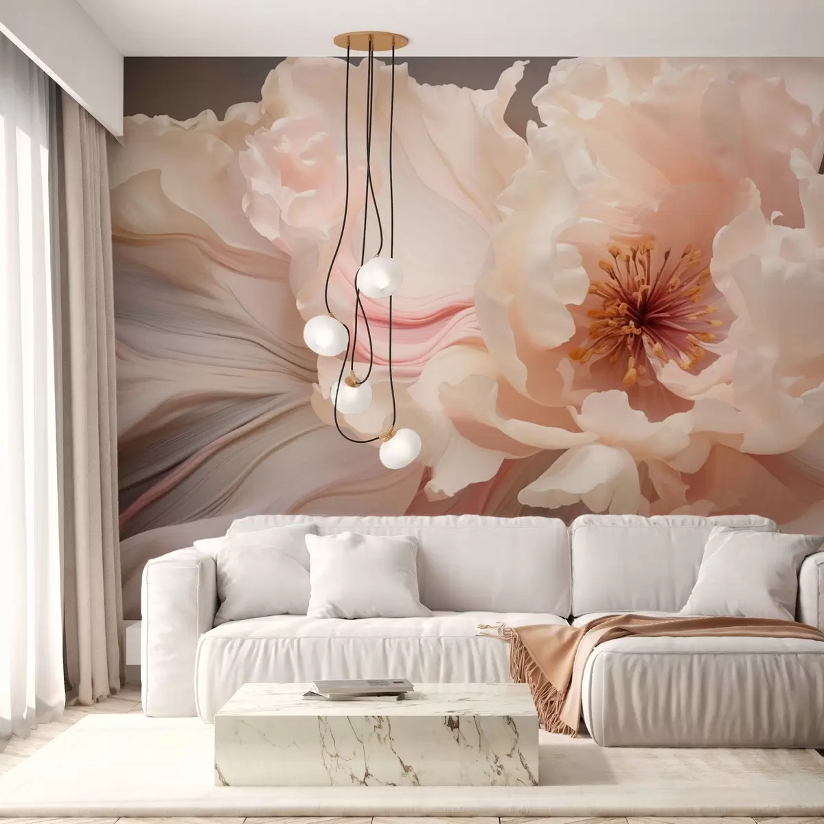 murales de pared Flor abstracta en suaves tonos pastel w04346