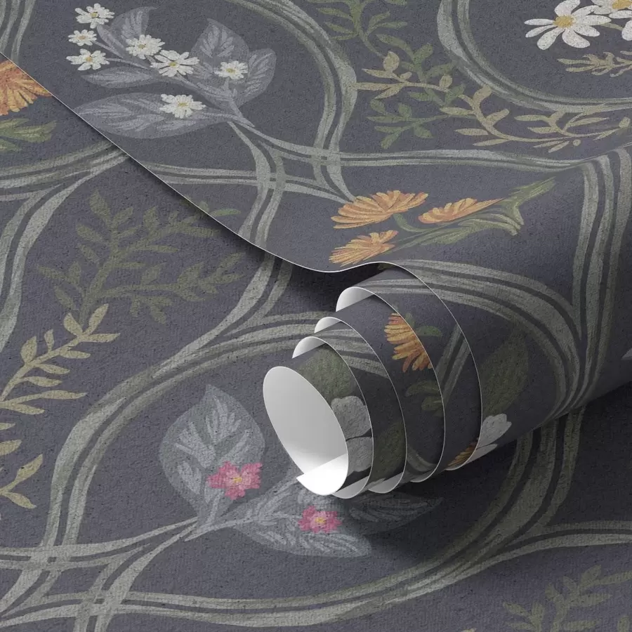 murales de pared Marco vintage oscuro con coloridas flores de jardín a00454