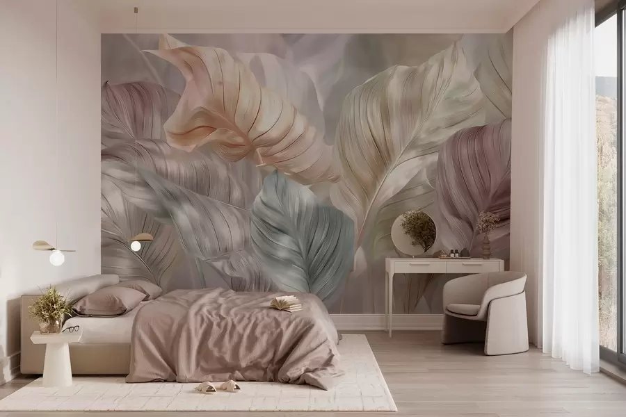 murales de pared hojas grandes tipo perla w04308