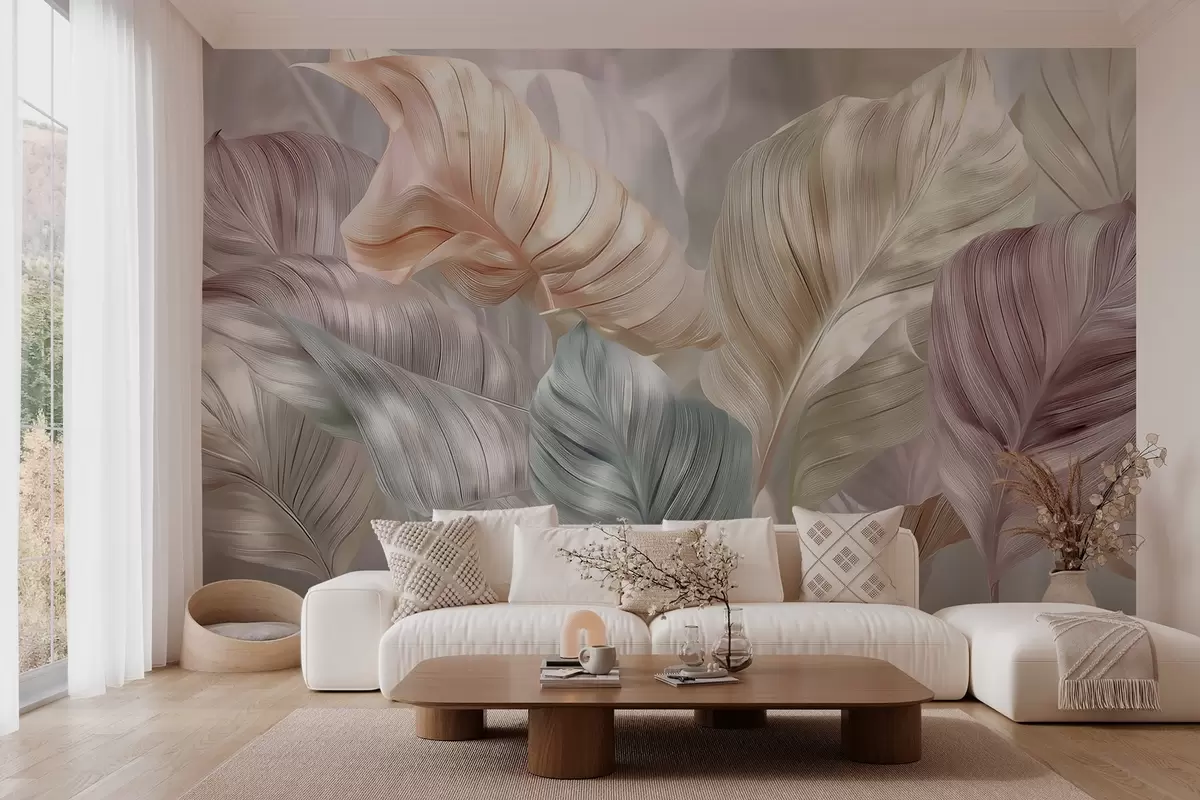 murales de pared hojas grandes tipo perla w04308