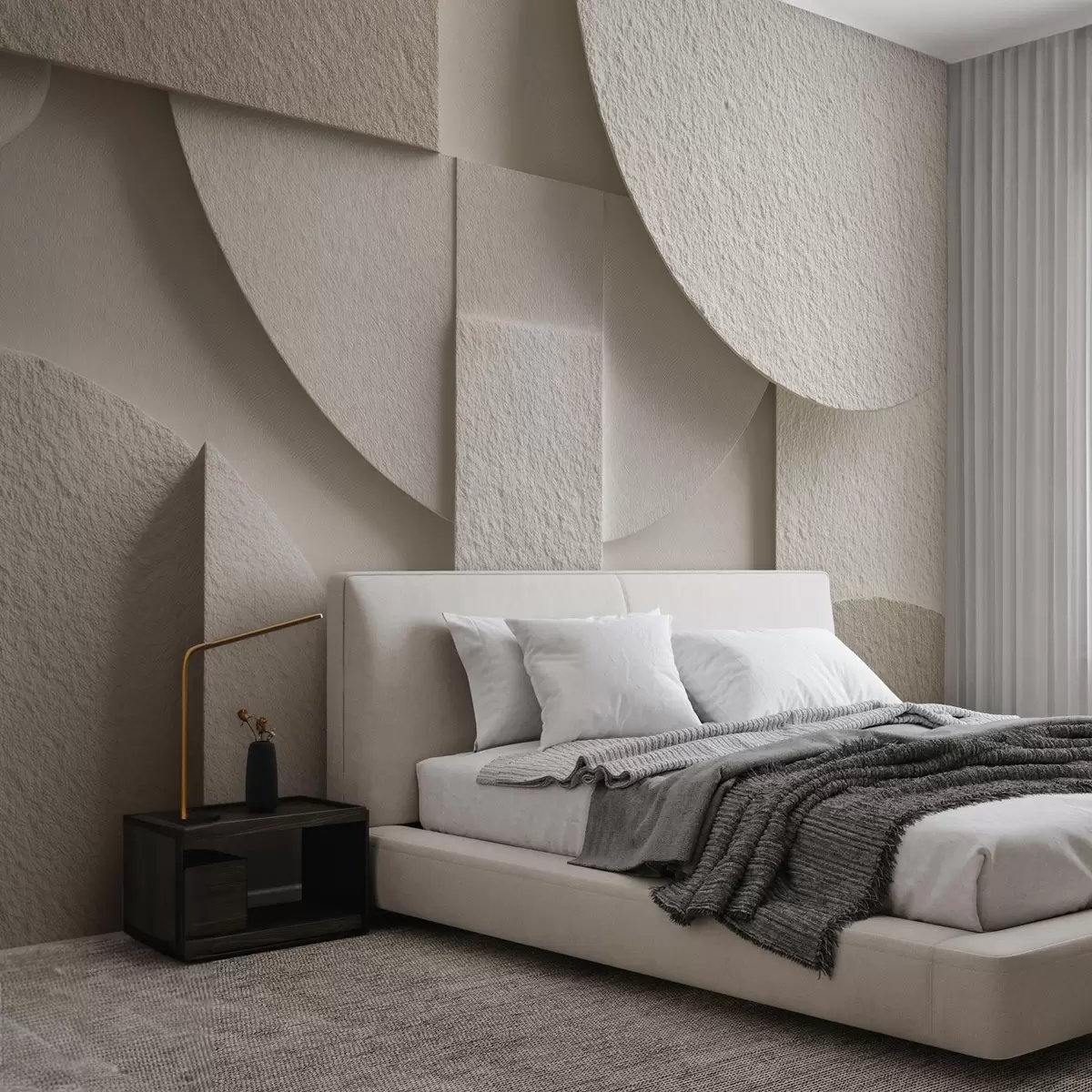 murales de pared Composición abstracta de formas geométricas de color beige w04395