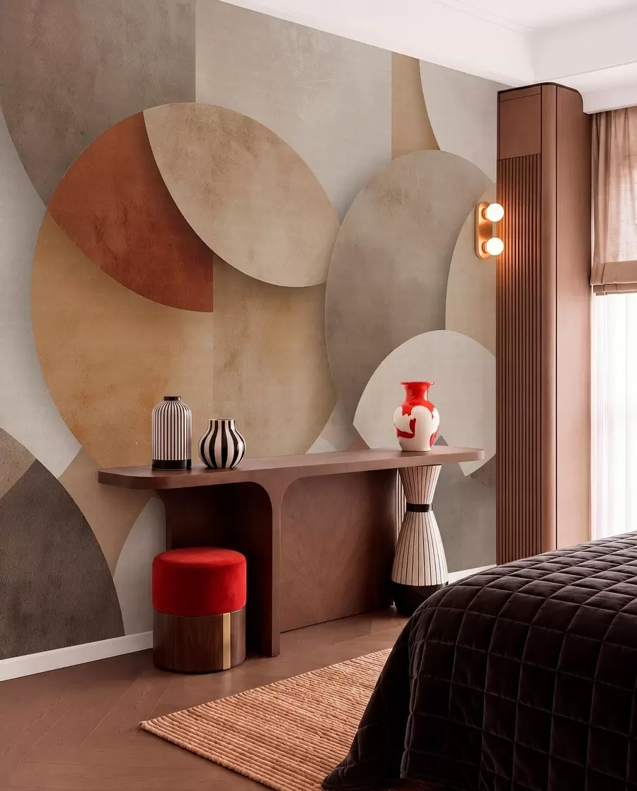 murales de pared Capas geométricas ocre w04310