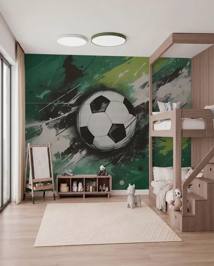 murales de pared Fútbol en pinceladas verdes w04467