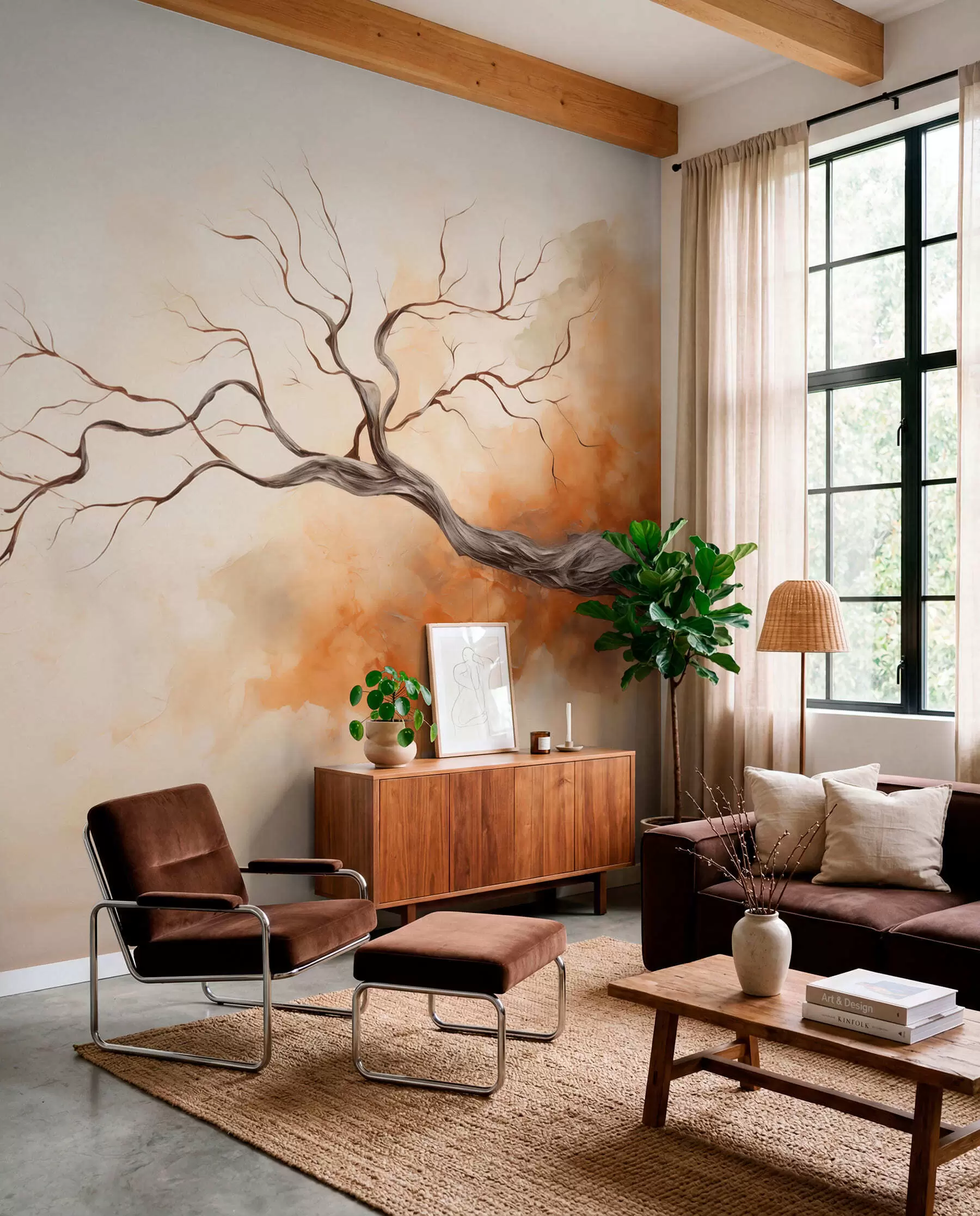 murales de pared Rama al atardecer w04449