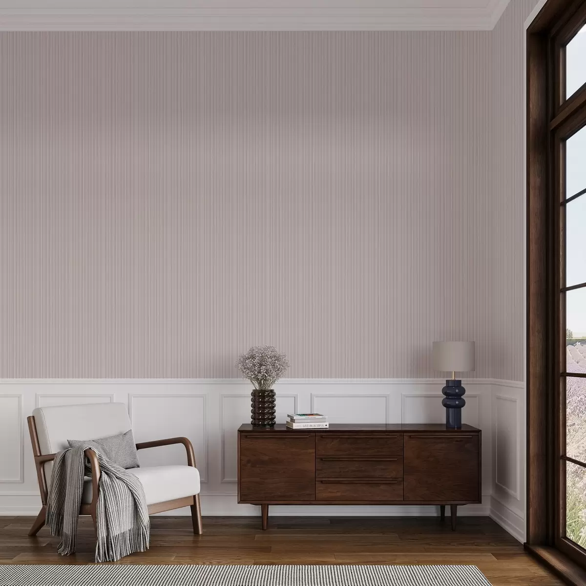 Papel pintado Rayas rosa claro con un suave degradado a00511v1