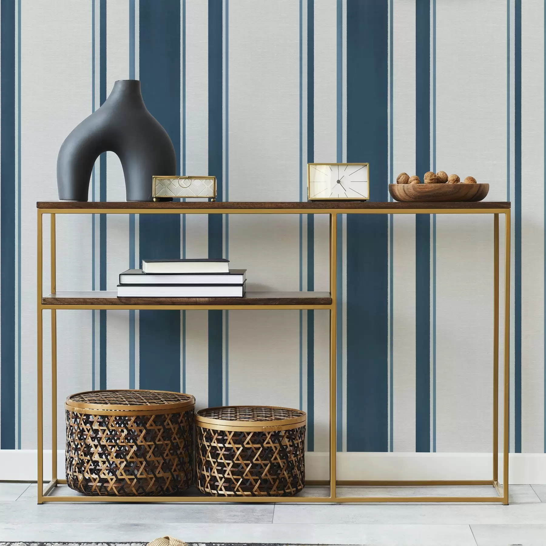 murales de pared Rayas verticales azules y turquesas sobre fondo claro a00528