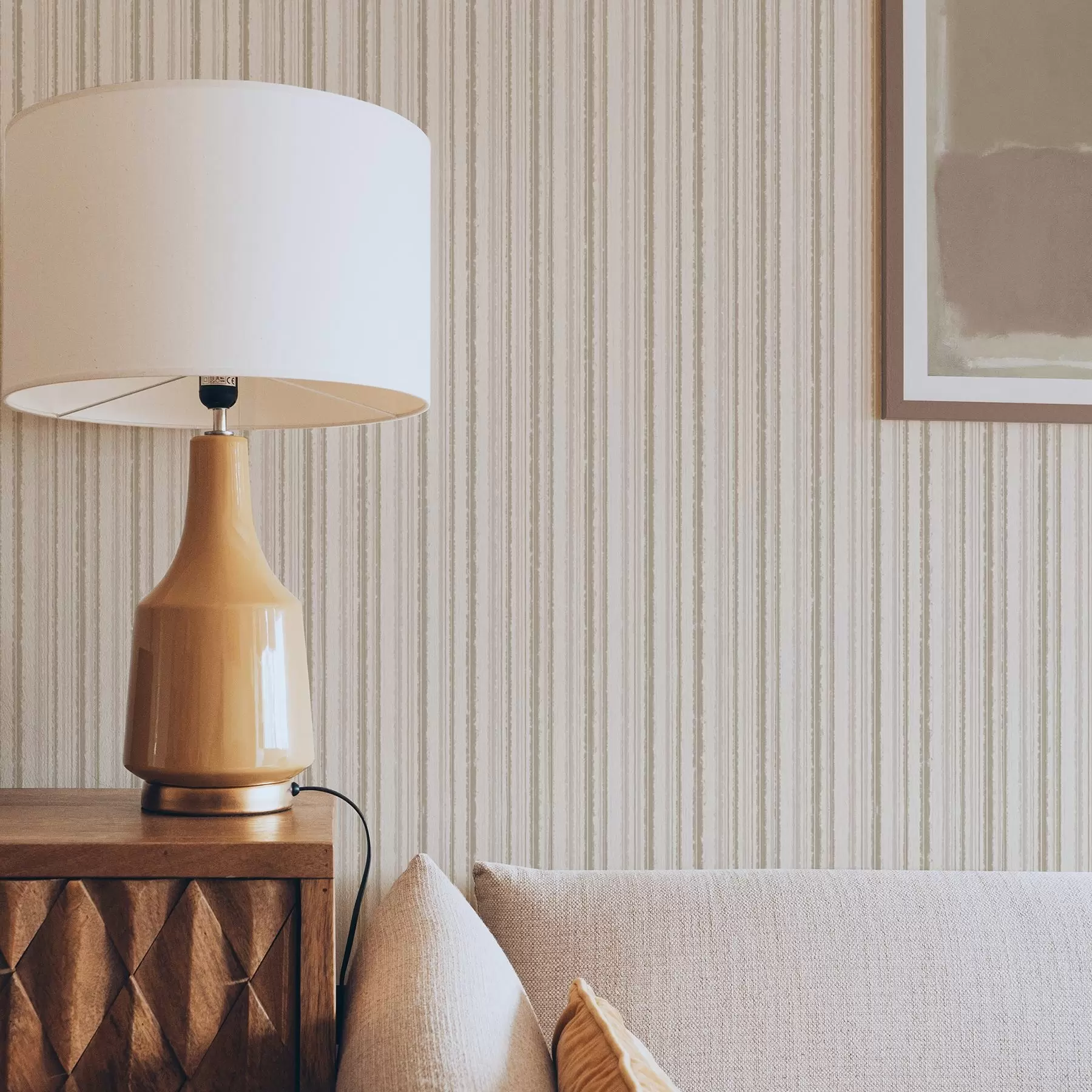 murales de pared Rayas finas en tonos beige claro a00549