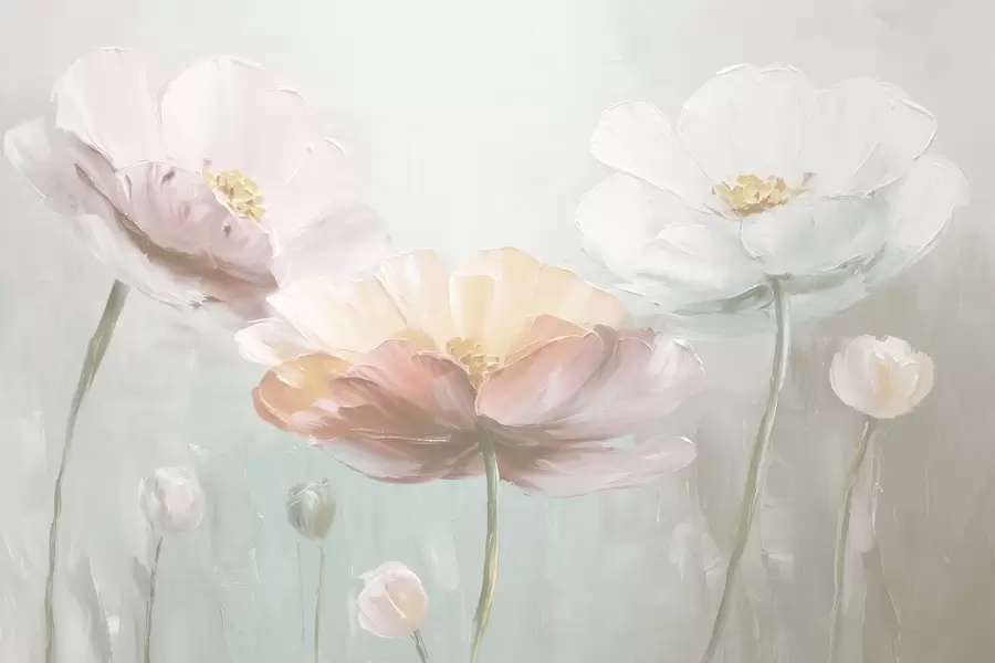 murales de pared Amapolas al pastel volumétricas al óleo w09310v1