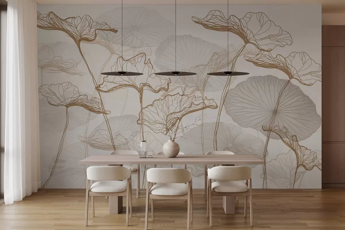 murales de pared Varias hojas de loto w04471