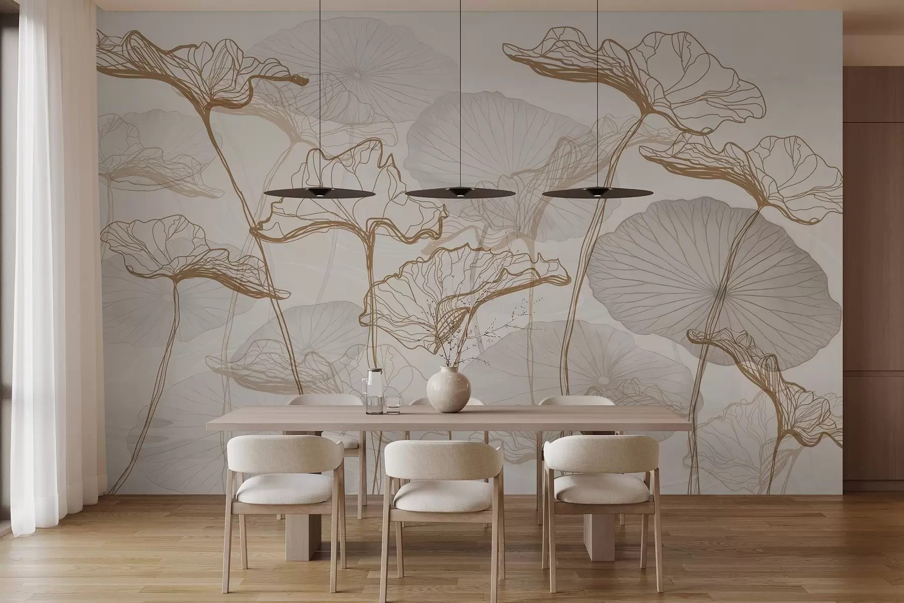 murales de pared Varias hojas de loto w04471