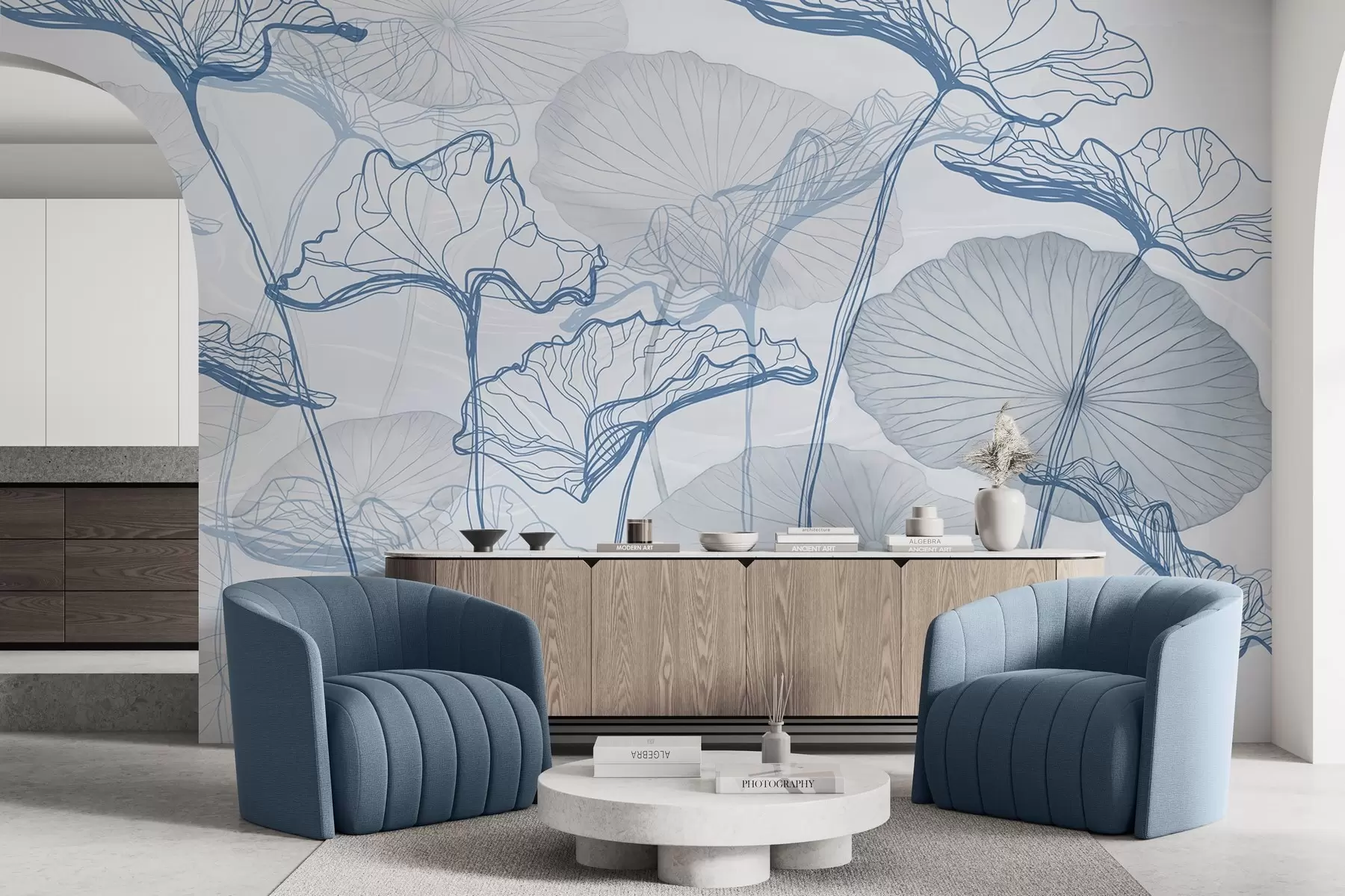 murales de pared Varias hojas de loto w04471v2