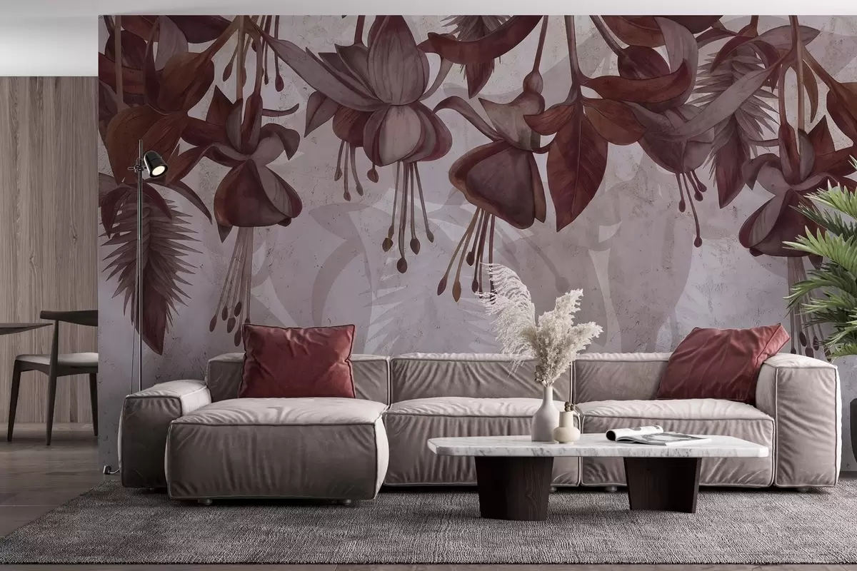 murales de pared Flores colgantes de estilo grunge w04472
