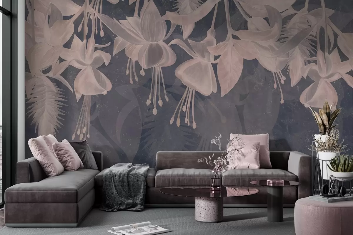 murales de pared Flores colgantes de estilo grunge w04472v2