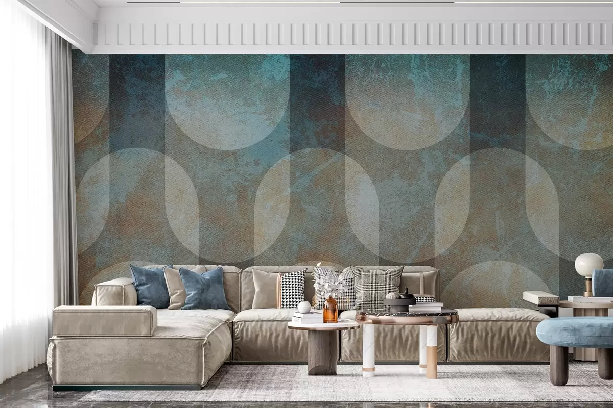 murales de pared Geometría abstracta de estilo retro-moderno w04495