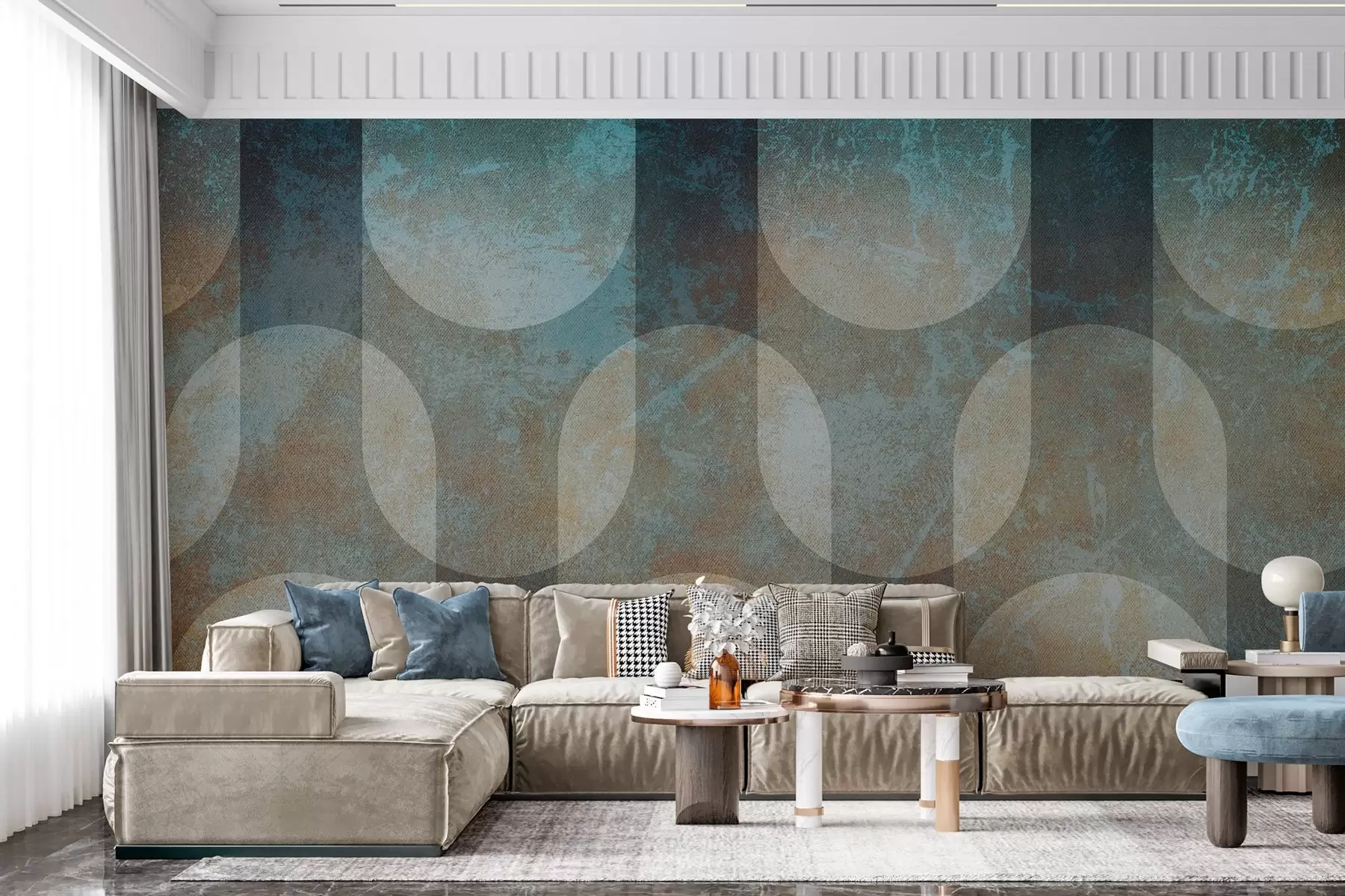 murales de pared Geometría abstracta de estilo retro-moderno w04495
