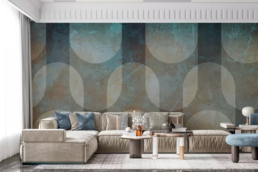 murales de pared Geometría abstracta de estilo retro-moderno w04495