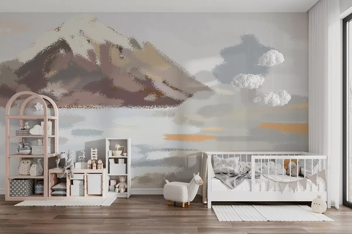 murales de pared paisaje abstracto al estilo de un dibujo infantil w04498