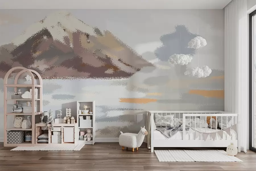 murales de pared paisaje abstracto al estilo de un dibujo infantil w04498
