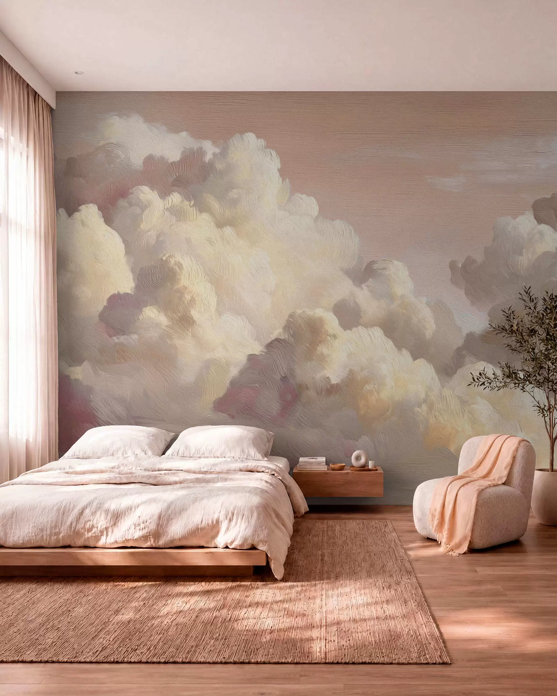 murales de pared Nubes con luz de melocotón w04550v1