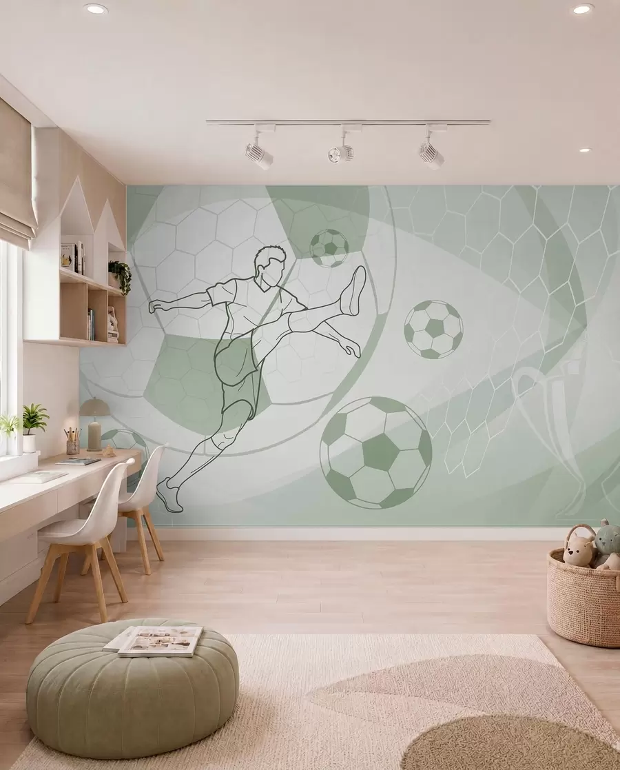 murales de pared Dibujo de fútbol verde w04601v2