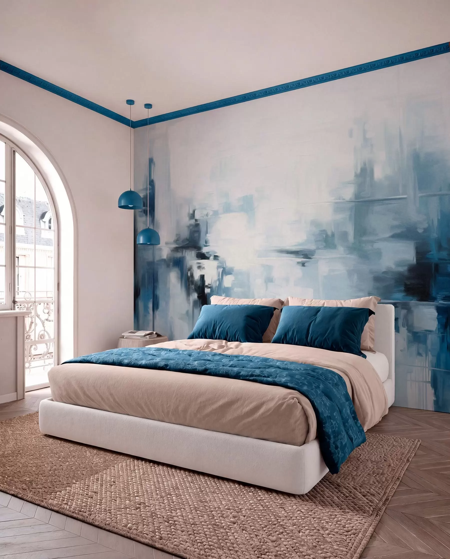 murales de pared Reflejos azules pintados w09422