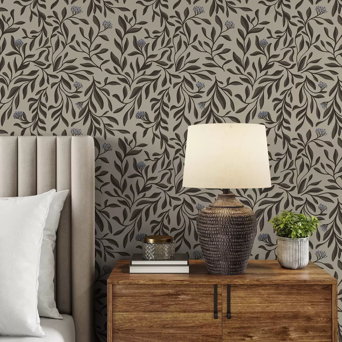 Papel pintado Ramitas de chocolate con arándanos sobre un fondo cálido a00615