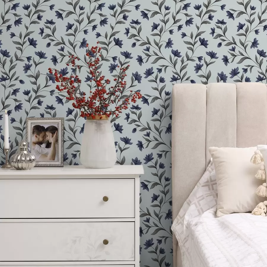 murales de pared Campanillas sobre fondo azul claro a00622v3