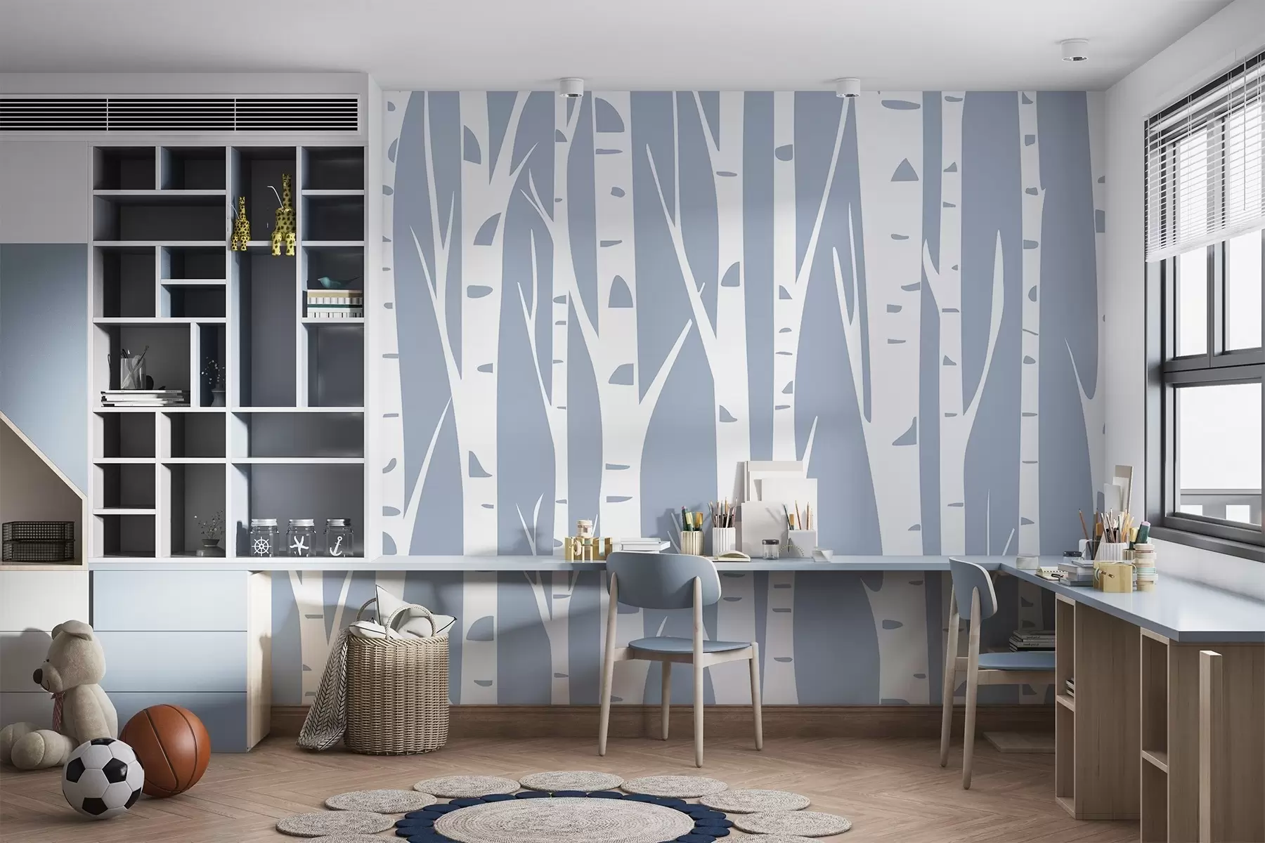 murales de pared Bosque de abedules w04658v1