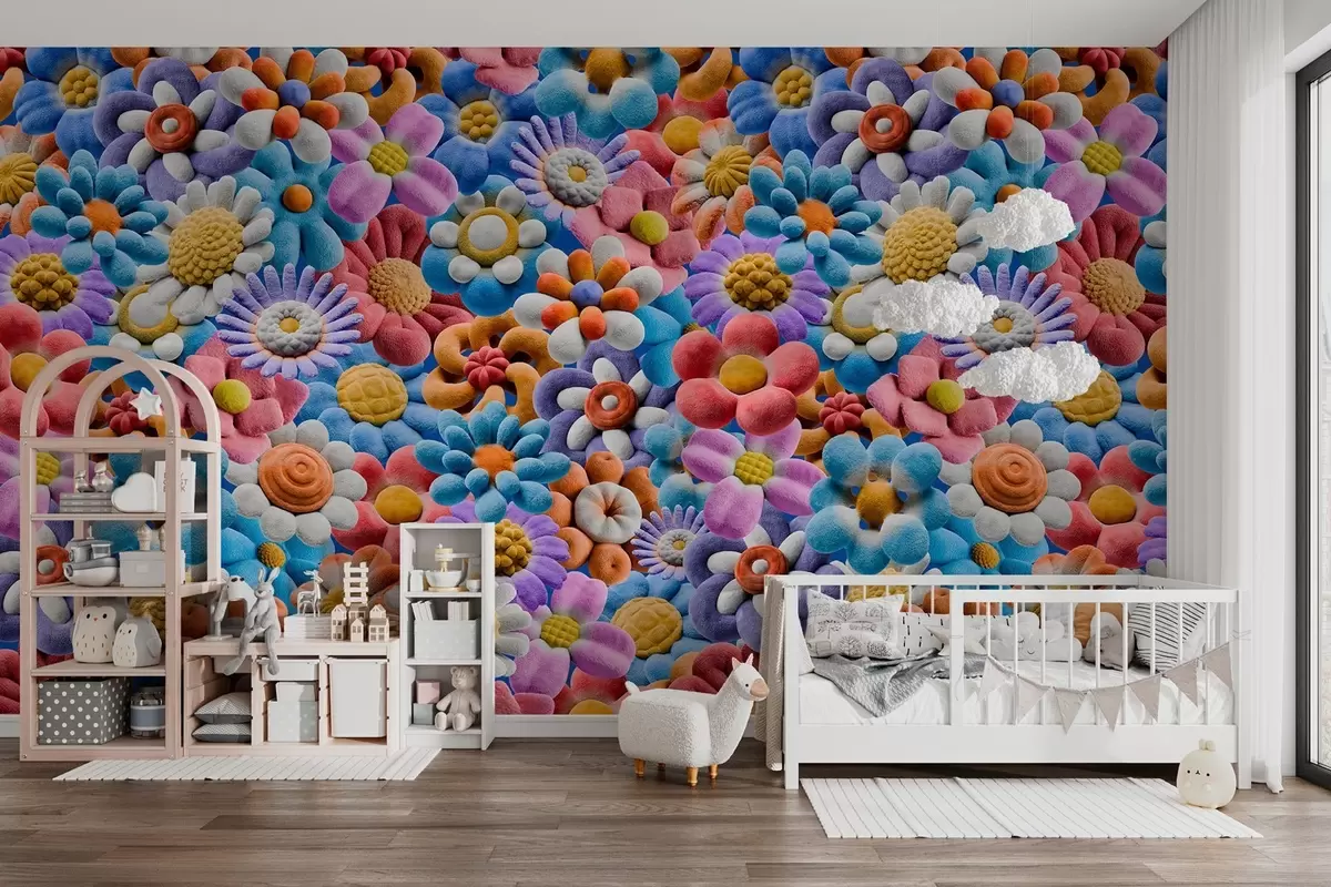murales de pared flores brillantes y esponjosas w04626