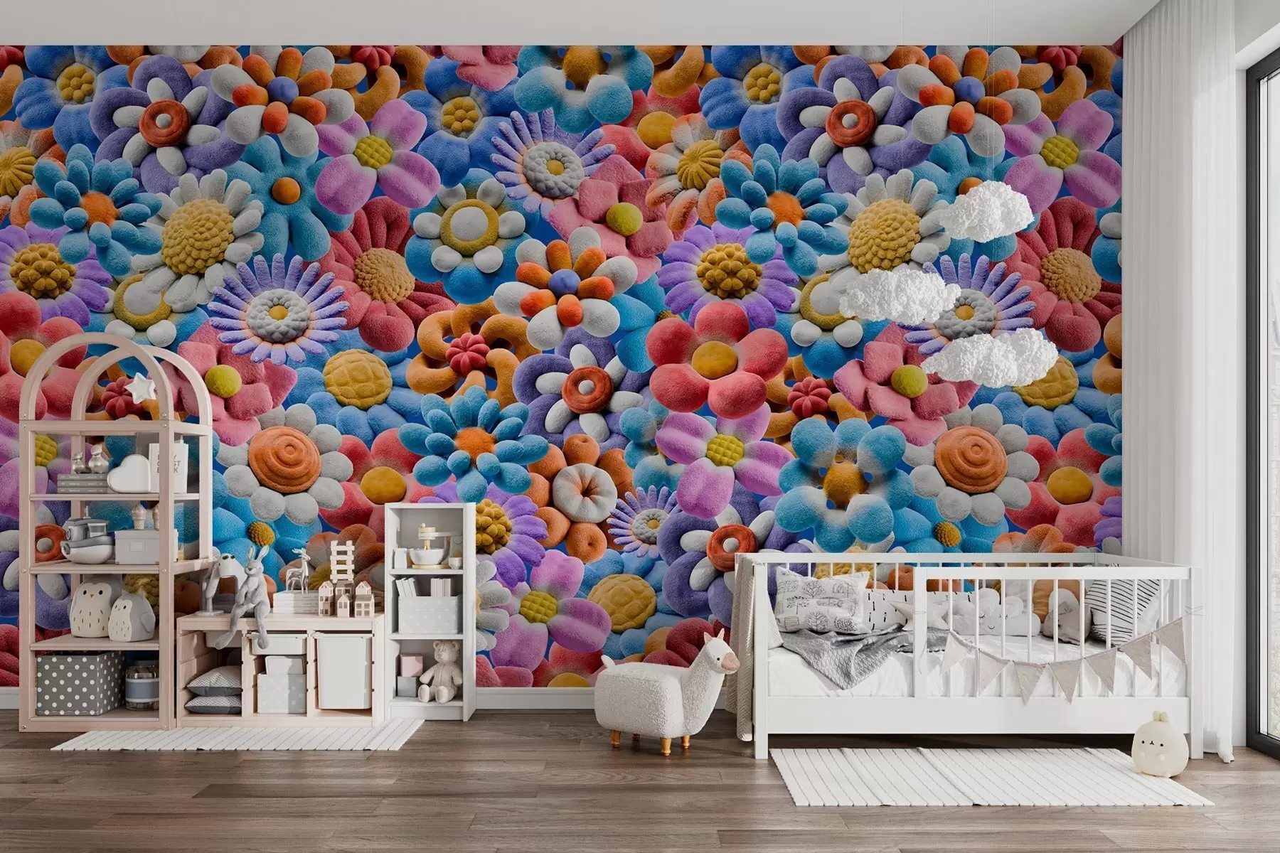 murales de pared flores brillantes y esponjosas w04626