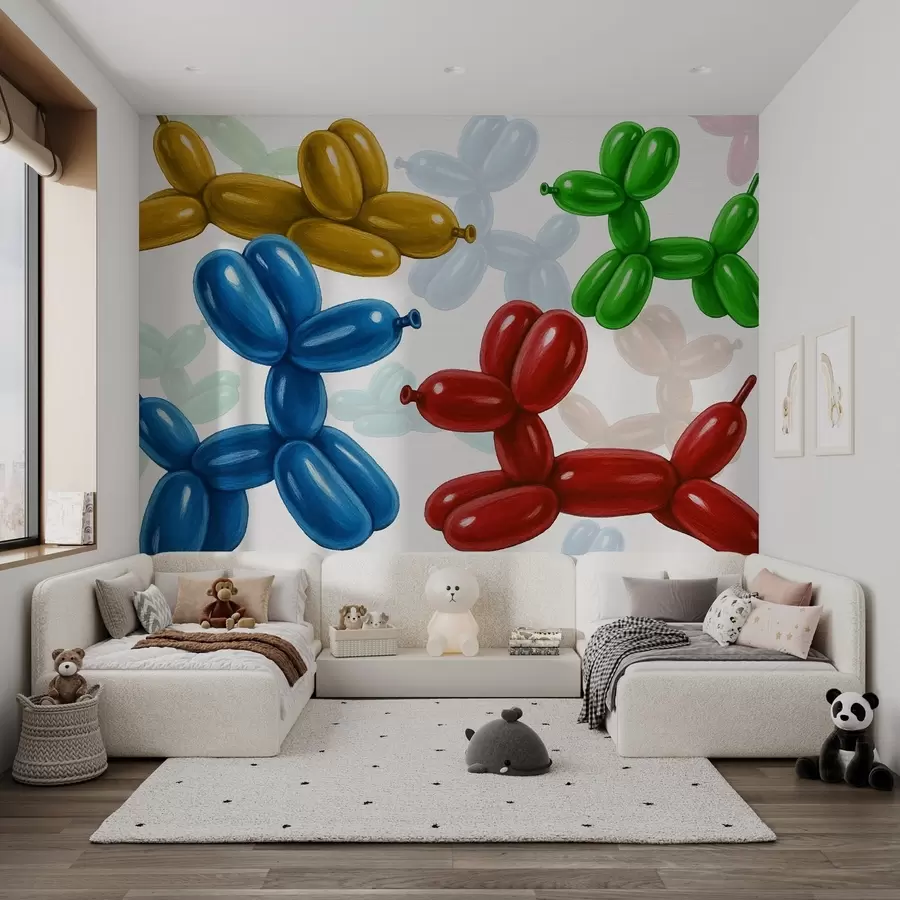murales de pared Pelotas con forma de perro w04675