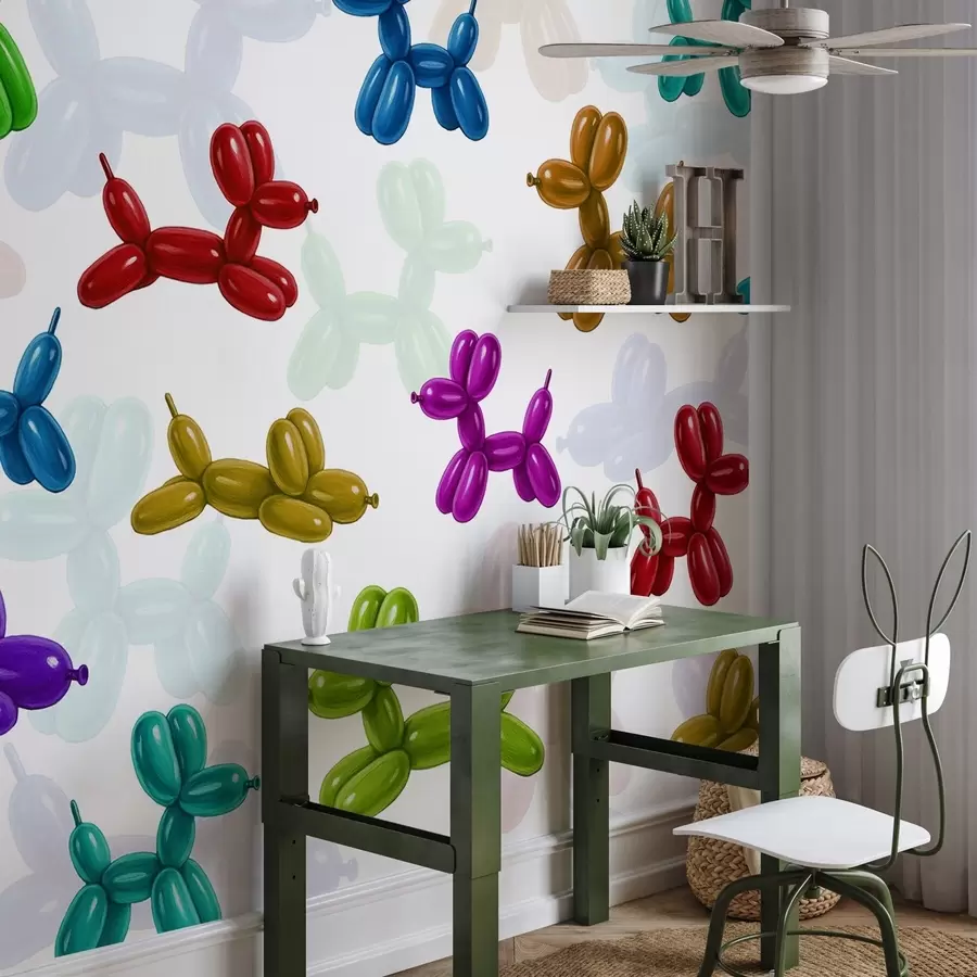 murales de pared Perros pintados hechos con pelotas w04676